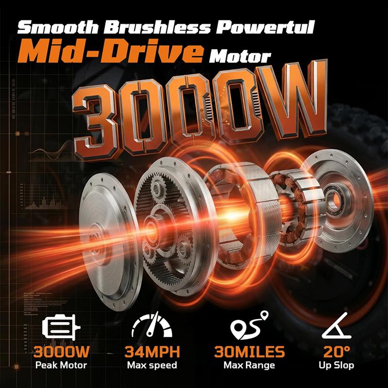 Y66 Off Road Electric Dirt Bike, 1000W Hub Motor 48V30Ah Battery Max 55km/h Hydraulic Brake All Terrain Motorcycle