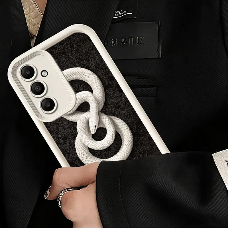 Coque de téléphone pour Samsung Galaxy S26 S25 Ultra S24 FE Coque Serpent Noir Doodle S23 Plus S22 + S21 S20 5G Silicone Souple Funda