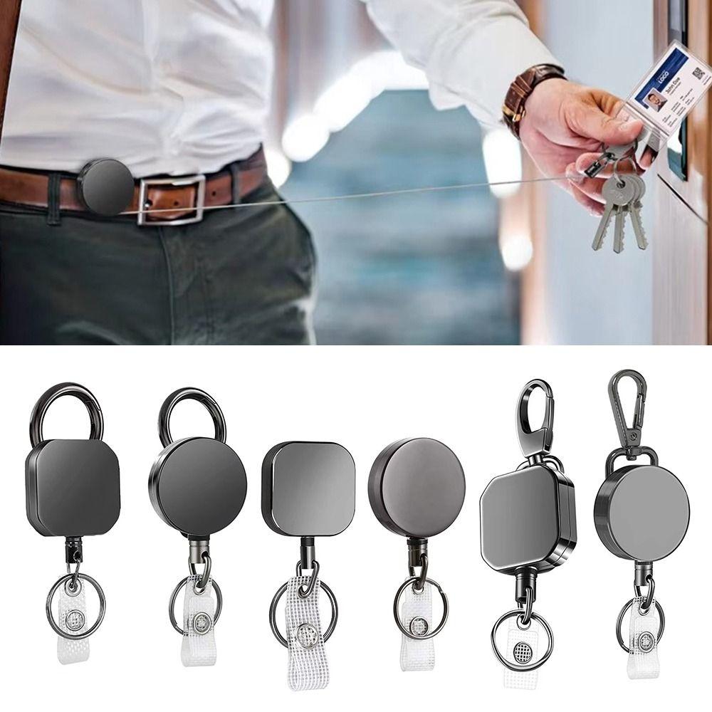 Multi-functional Metal Pull Reel Carabiner Retractable Anti Lost Badge Reel Clip Burglar Chain Organizer Badge Display