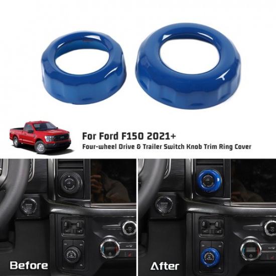 Four-wheel Drive & Trailer Switch Knob Trim Decor Ring For Ford F150 2021+ Blue