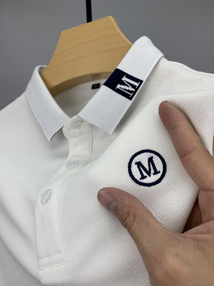 High-End Embroidered Men's Cotton Polo Shirt: Summer Short-Sleeved Lapel Design