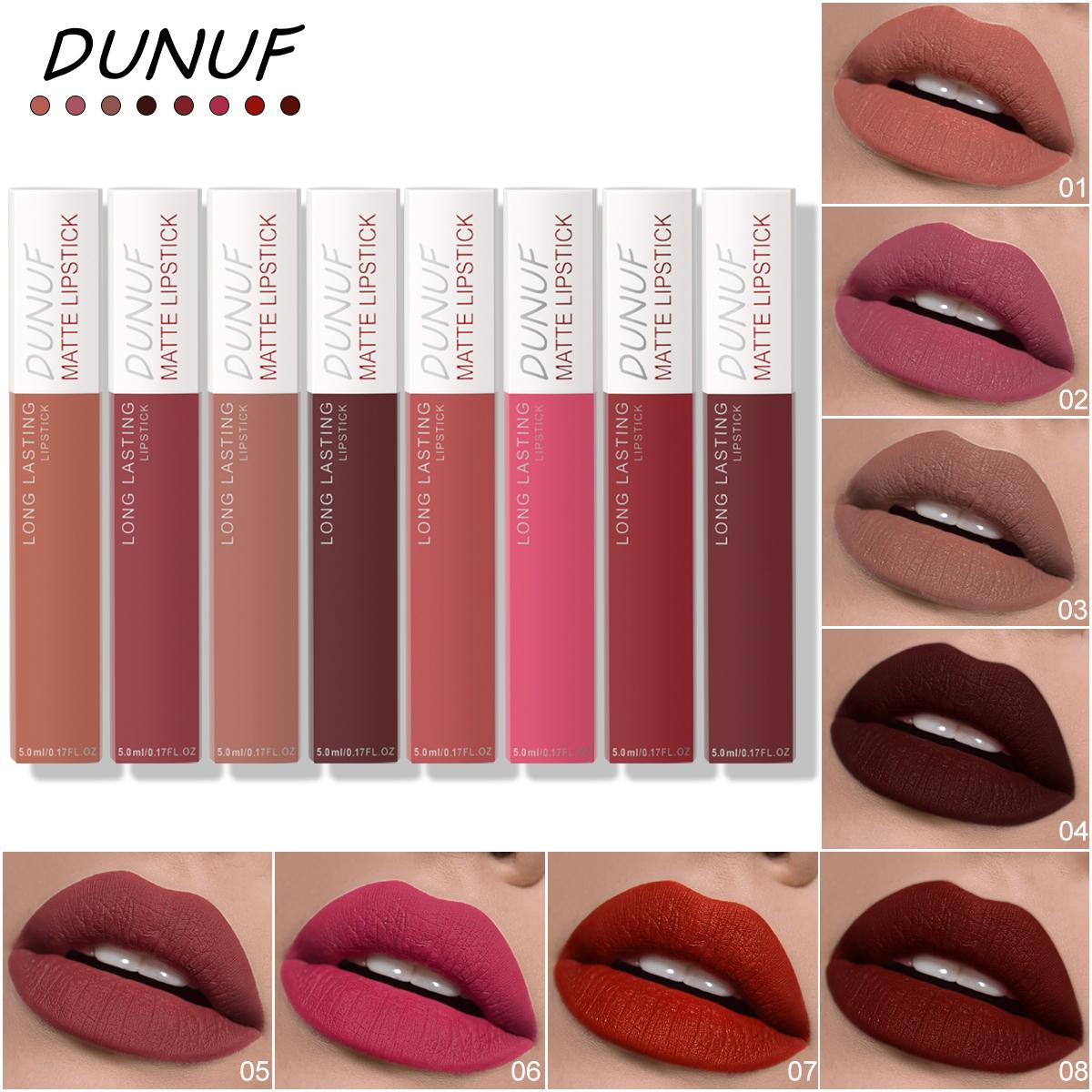 Langdurige Lipgloss Lippenstift 8 stuks/set: Mat Anti-aanbak Beker Waterdicht Nude Dieprood Mauve Kerst- en Valentijnsdag Cadeaus