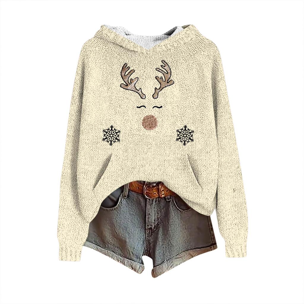 Tröjor för kvinnor Stickad tröja Söt skjorta Höst Pullover Huvtröja