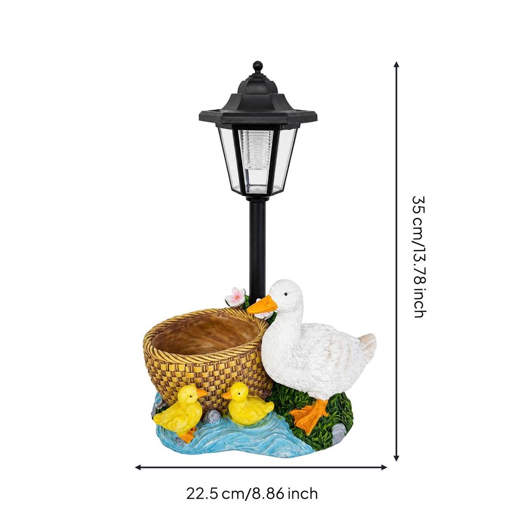 Duck Household Garden Ornament with Solar Lantern WeatherResistant Resin Decor for