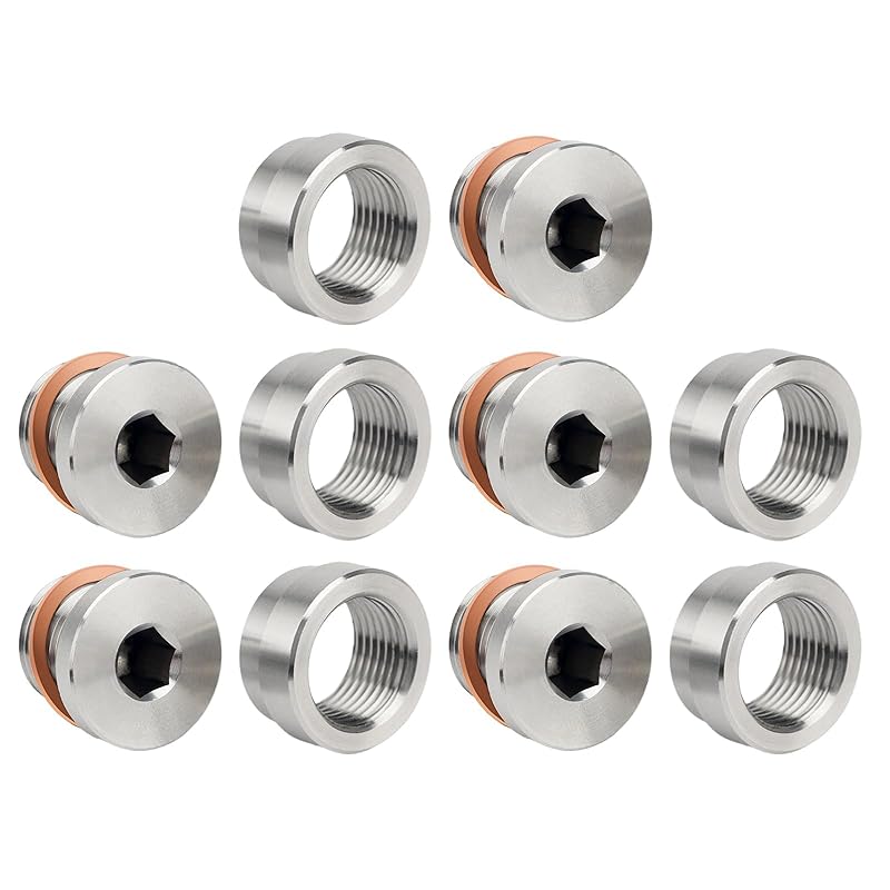 M18X1.5 Oxygen Sensor Weld Bungs & Plugs Kit (2 Bungs/2 Plugs) - Stainless Steel Welding Adapters
