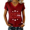 Women's Casual V Neck Short Sleeve Pullover Printed T-Shirt Top