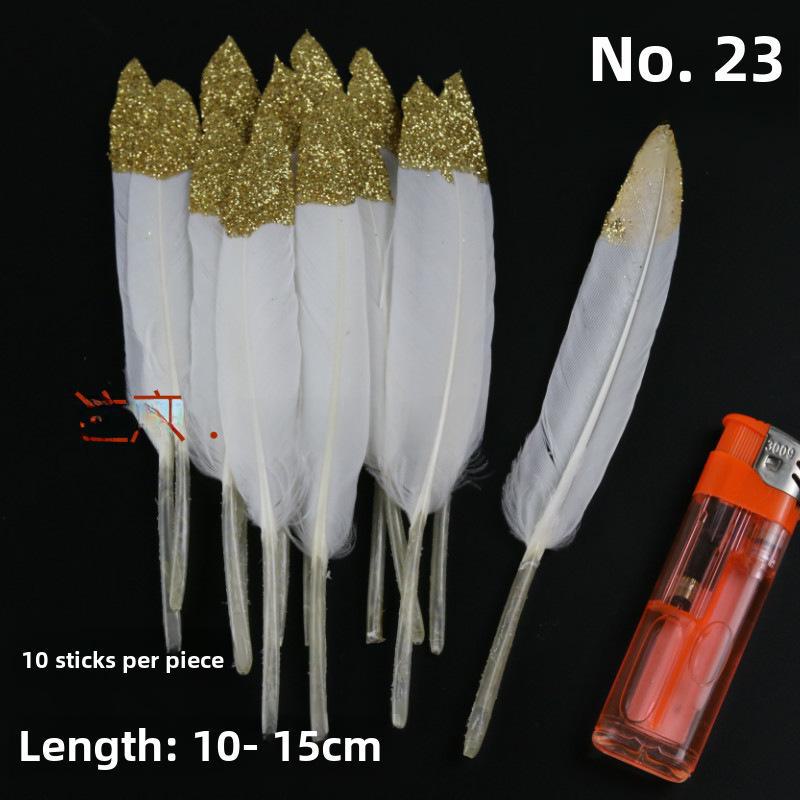 DIY Feather Jewelry Accessories: Large Floating Gold Feather, Small Straight Knife, Spray Gold Gradient Feather