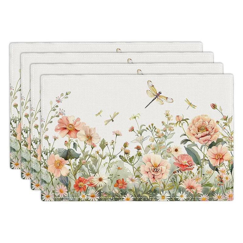 Linen Meal Mat for Spring and Summer, Sunflower Flowers Kitchen Decoration, Dining Table Insulation and Anti Fouling Mat