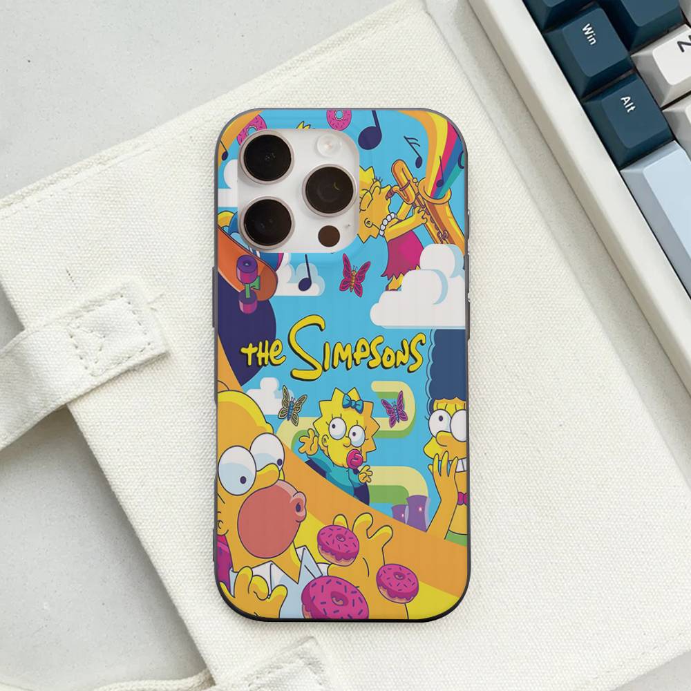 Funny Cartoon S-Simpsons For IPhone 16 15 14 13 12 11 17 Pro Max Plus Wave Corrugated Phone Case Anti Drop Cover