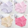 4PCS/SET Women Basic High Waist Striped Panties Cotton Breathable Daily Multi Color Set Butt Lifting Plus Size Comfort Underwear