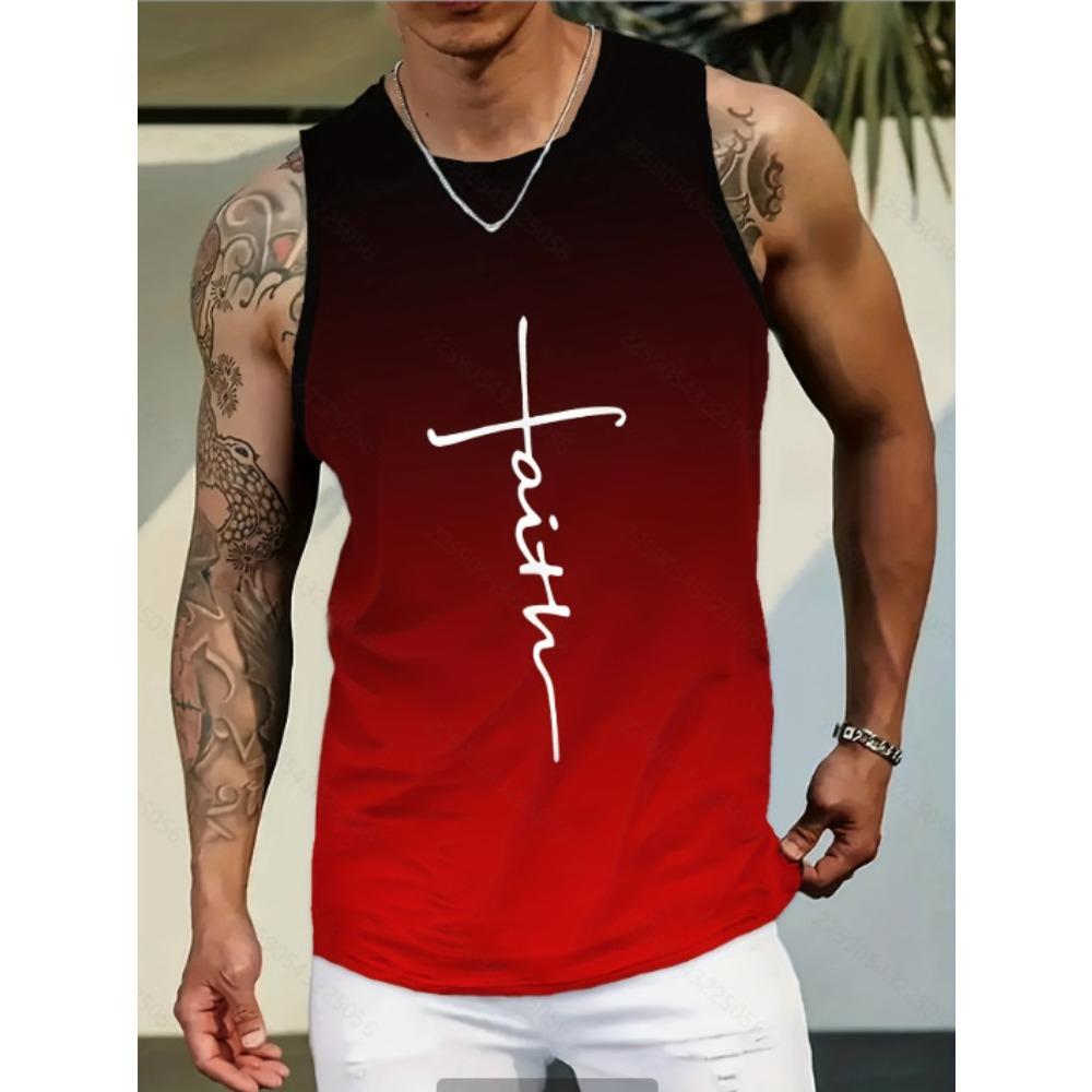 New Fashion Casual Versatile High-quality Graffiti Style Men's Round Neck Vest Outdoor Sports Fitness Comfortable Breathable Vest