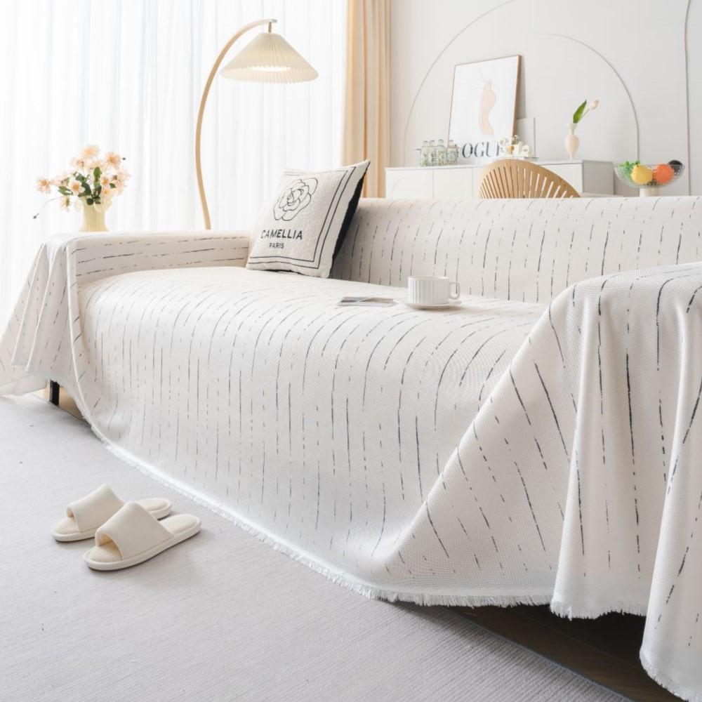 Is Silke Hvit Sofatrekk Matte Kastpledd Stue Parposisjon Sommer Camping Piknik Linjeteppe Trekk