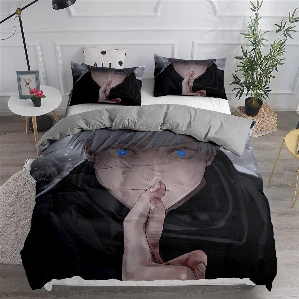 Anime Bedding Set Multiple Sizes J/ujutsu Kaisen Duvet Cover Polyester Fiber Soft Comfortable Duvet Cover and Pillowcase 75x50cm