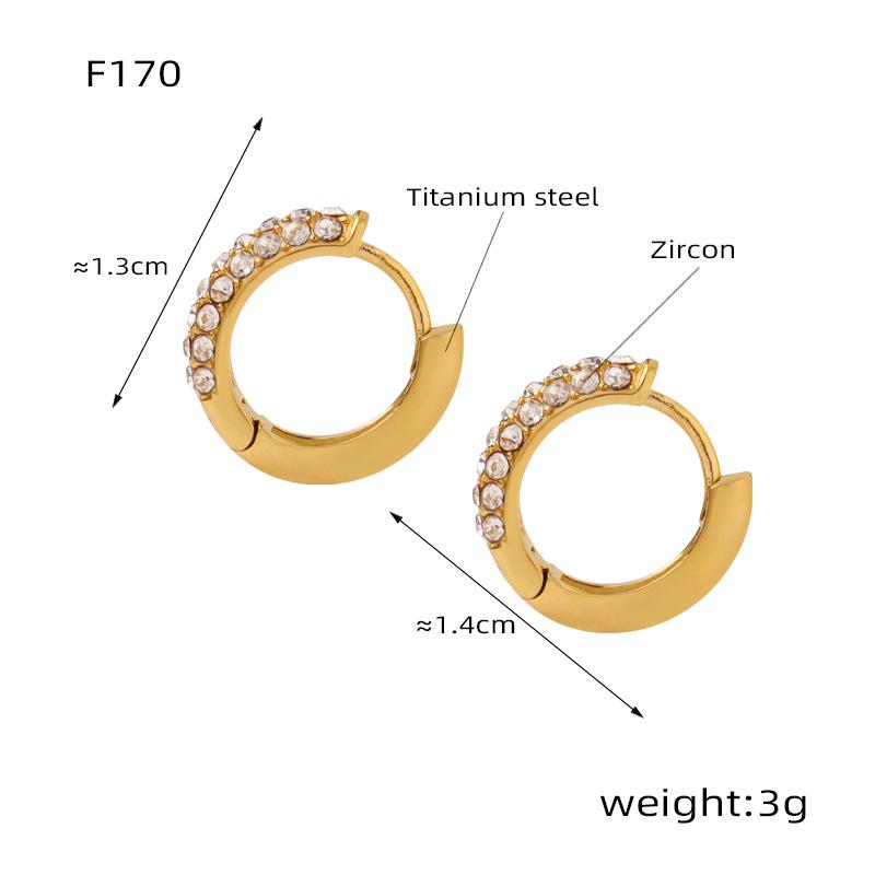 Light Luxury Retro Titanium Gold U-Shaped Rhinestone Geometric Earrings for Women