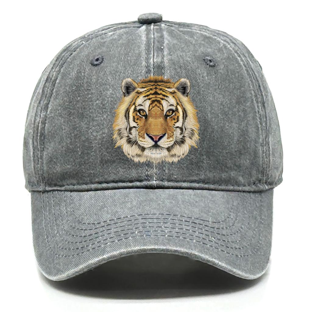 Tiger Head Print Adjustable Caps HD Animal Heads Man's Cap Casual Vintage-Inspired Snapback Baseball Hat One Size Fits All