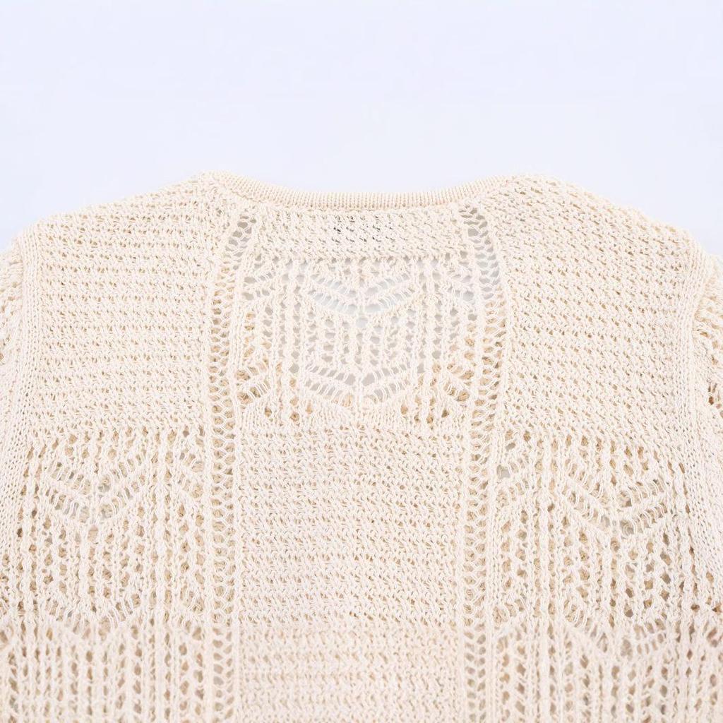2025 Summer Women's European & American Fashion Jacquard Mesh Knit Cardigan