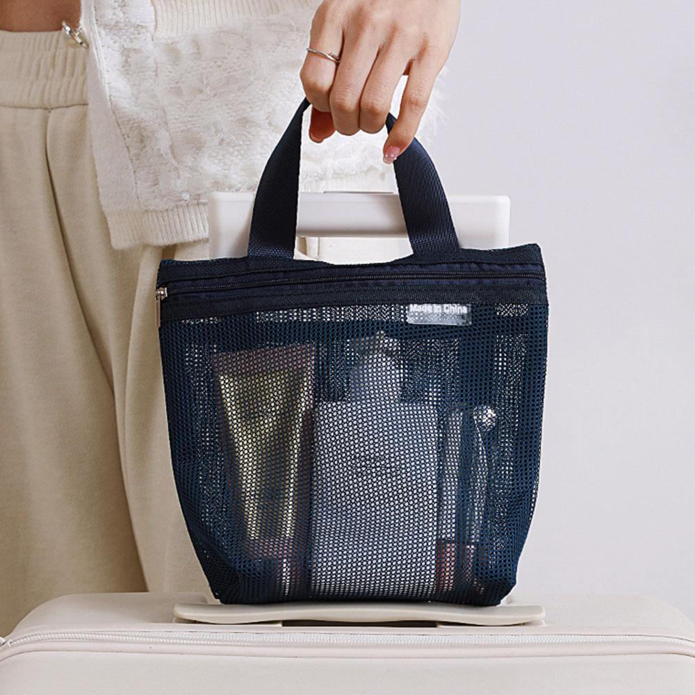 Mesh Makeup Toiletry Storage Bags Portable Travel Makeup Handbags Shower Tools Organizer Hanging Cosmetic Organizer Pouch