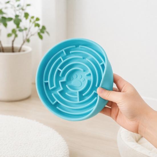 Slow Feeder Dog Bowl, Silicone Maze Slow Feeder Bowl, Prevents Choking, Suction Cup Non-Slip Dog Dish for Small to Large Dogs
