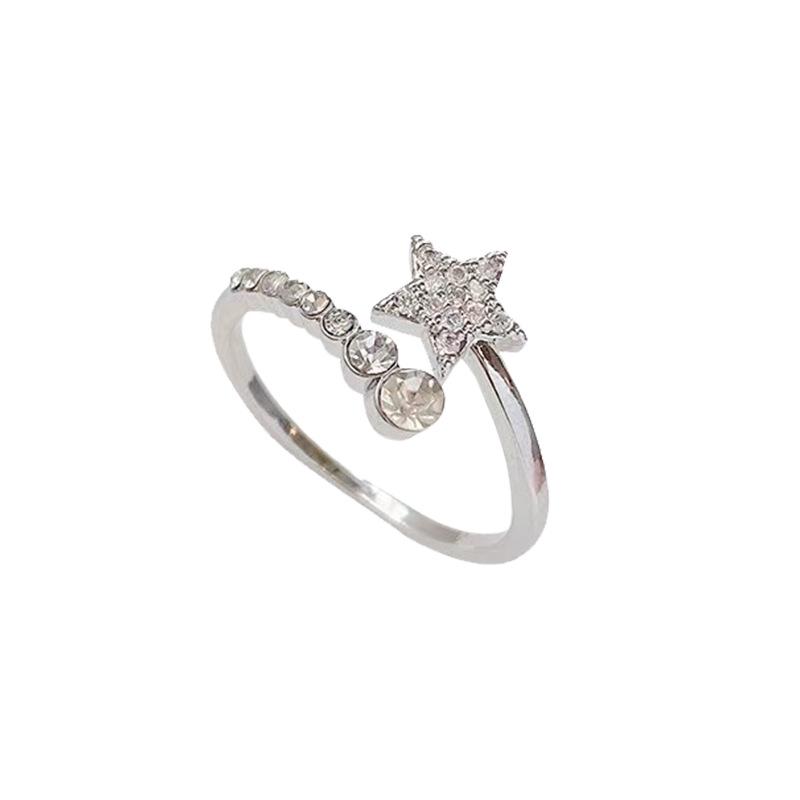 Women's High-End Zircon Diamond Star Meteor Ring - Luxury Plain Band Tail Ring Holder