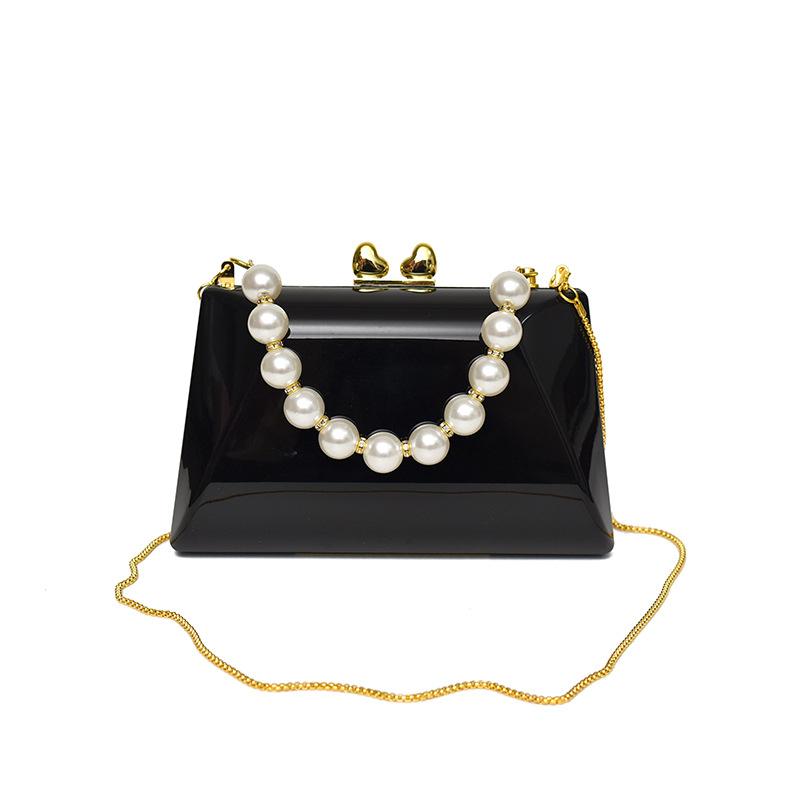 

Xiaoxiangfeng pearl handbag women s 2026 new glossy dinner bag shoulder chain acrylic box bag чёрный