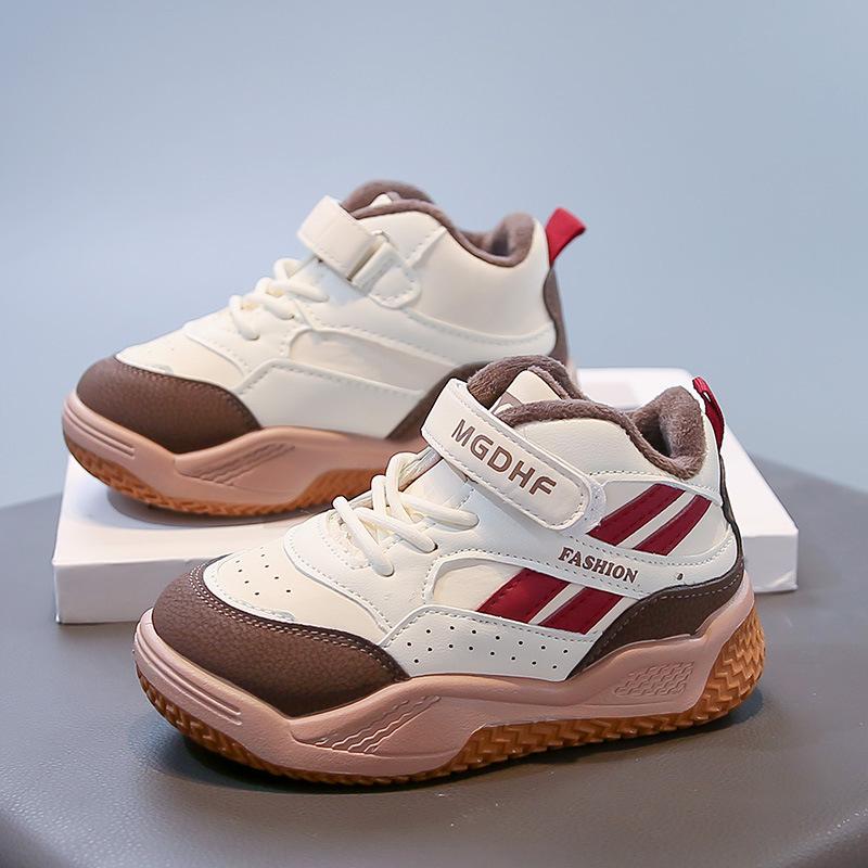 

[Autumn Winter Fleece Lined High Top Sports Shoes for Boys Girls Kids Basketball Sneakers Running Shoes] size 26 хаки