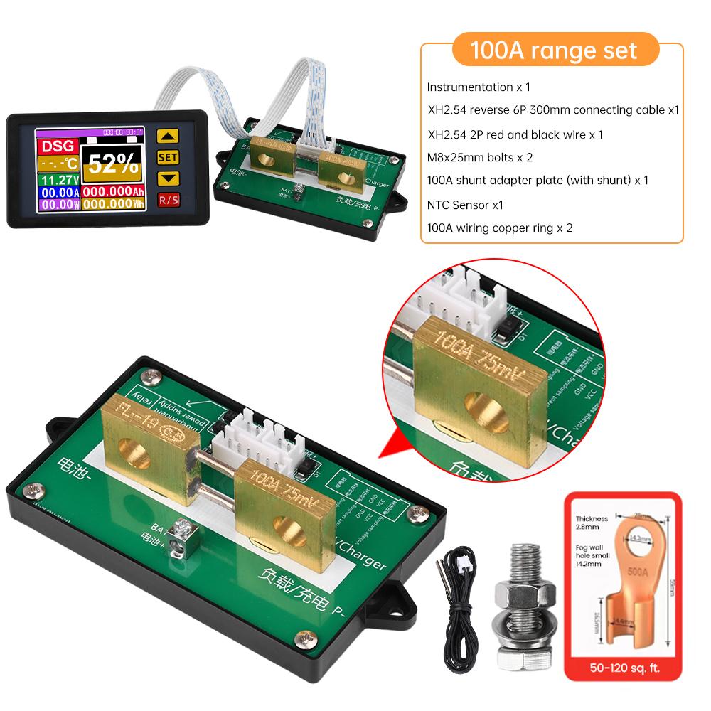 DC 7~200V Voltage Current Power Test Meter Bidirectional Current Measure Coulomb Meter Electrican Tools 100A 200A 300A 400A 500A