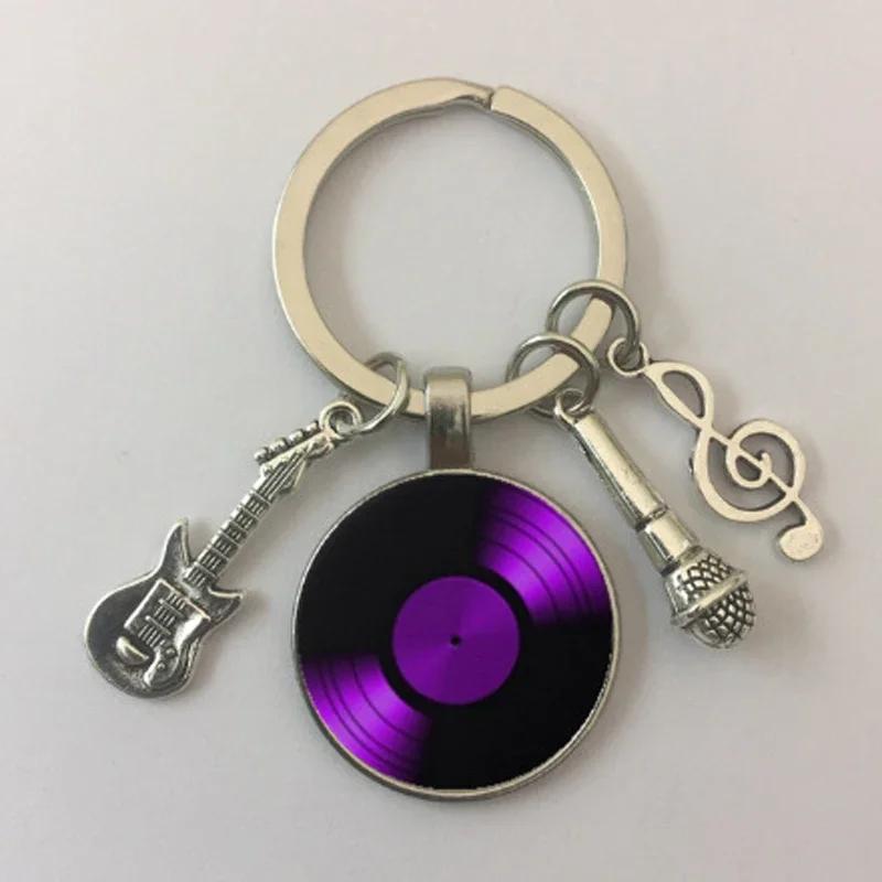 Creative Gramophone Music Keychain Ring Creative Charm Music Retro Vinyl Keychain Vinyl Record Picture Musician Accessories Gift