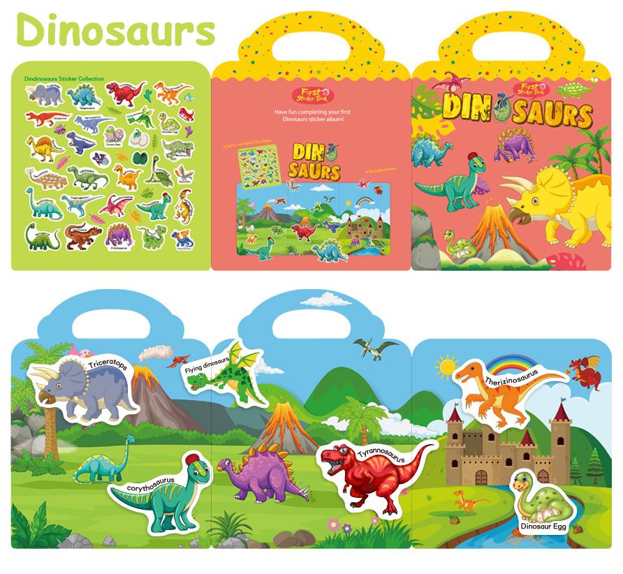 Kids Reusable Sticker Book Multiple Scenarios Cartoon DIY Puzzle Educational Cognition Learning Toys for Child Age 2-4 Gift