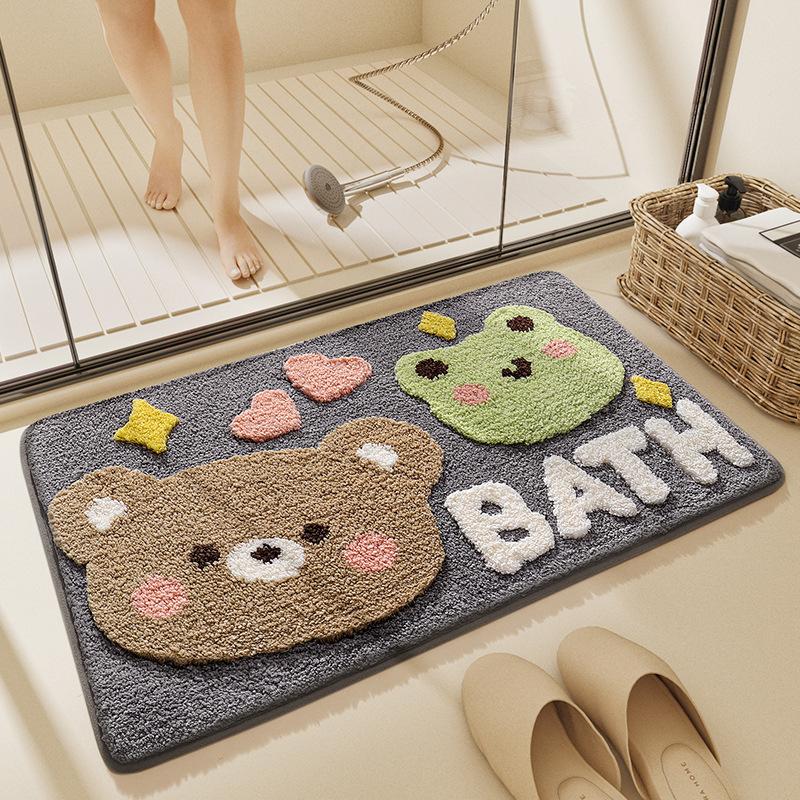 [Soft Absorbent Bath Rug] 1pc Plush Bear Bath Mat, Non-slip & Water-absorbent, for Bath, Sink and Shower; Great Xmas Gift.