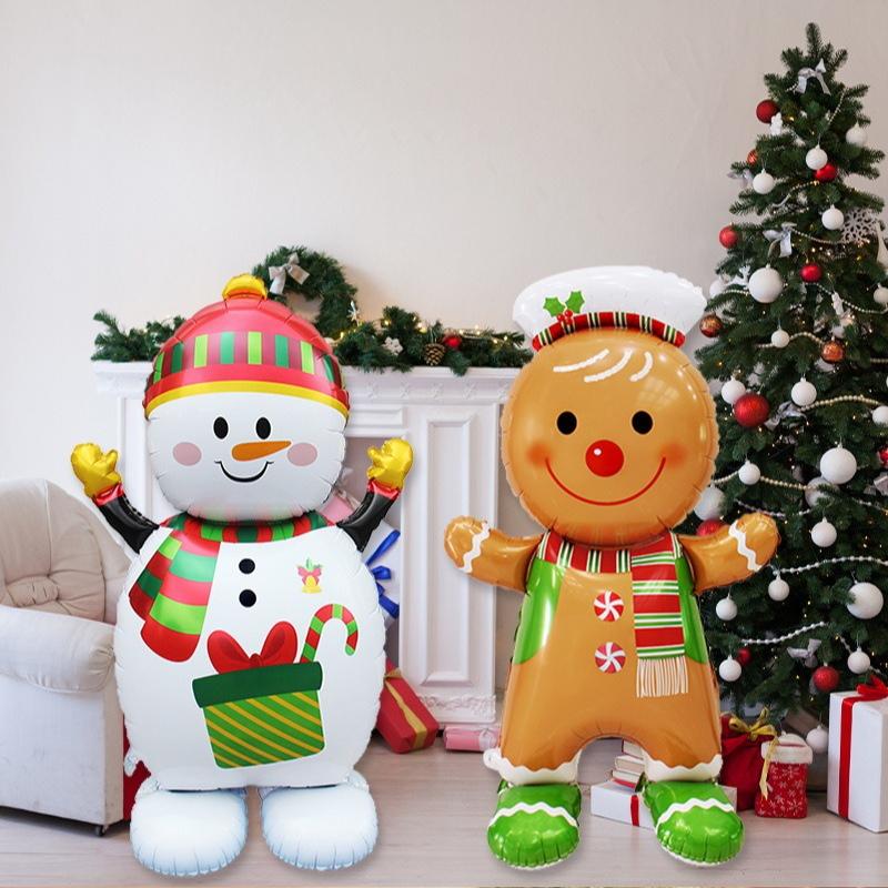 2pcs 60Inch Aluminum Foil Balloons Featuring Santa Claus And a Snowman - For Various Themed Events Such As Christmas Decorations