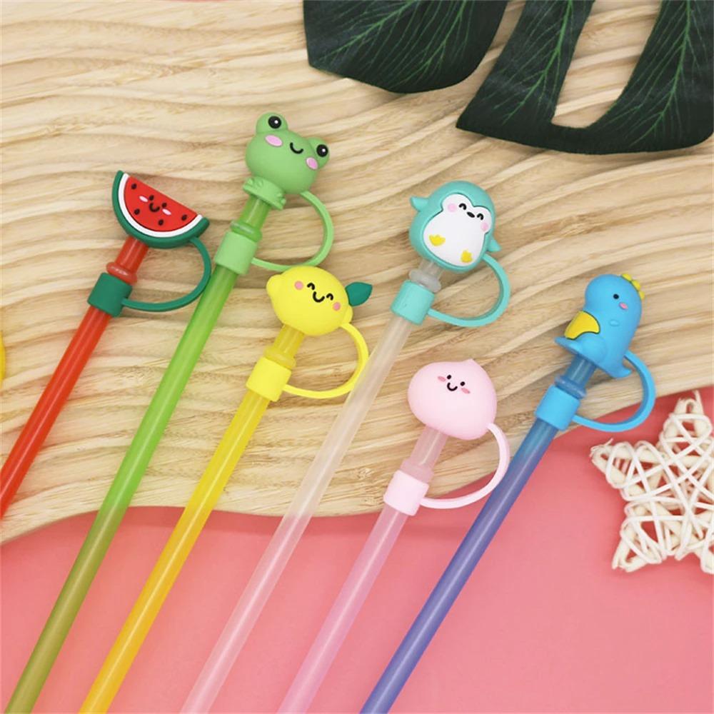 Cartoon Straw Sealing Tools Silicone Straw Tips Drinking Dust Splash Proof Plugs Cover Creative Cup Accessories 6-8mm