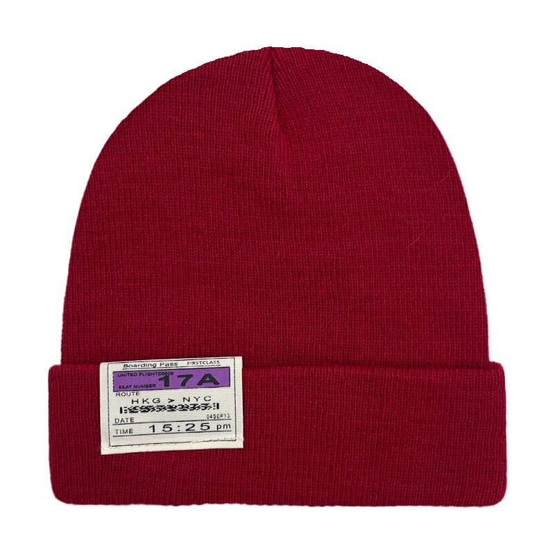 

Winter Knitted Hat Men Women Solid Color Letter Breathable Outdoor Travel Cap красный