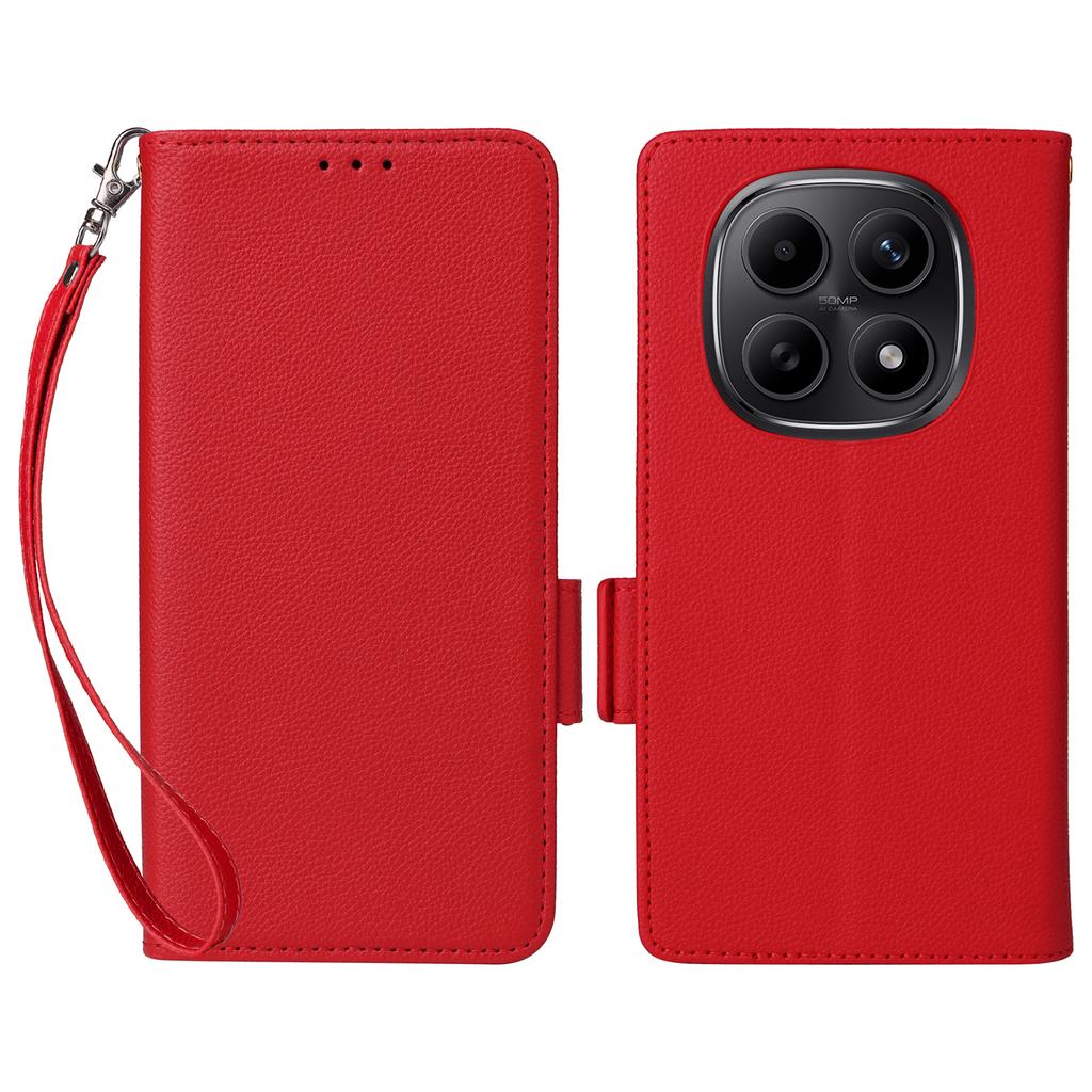 For Xiaomi Poco M8 5G/Redmi Note 15 5G (Global)/Note 15 4G (Global) Case Litchi Texture Wallet Leather Phone Cover with Wrist Strap