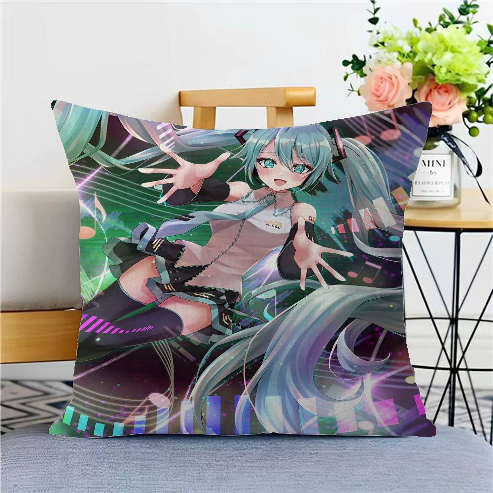 Cute Kawaii H-Hatsune Anime Miku Cushion Cover Pillow Cover Decor Pillowcase Printed Cushion Case For Couch