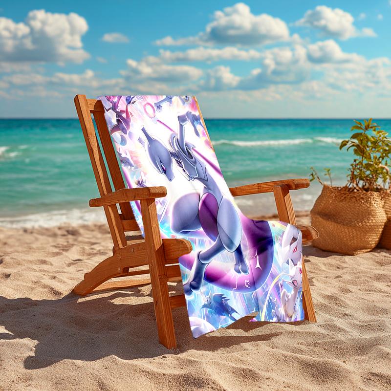 1Pc Pokemon Cosmic Dance Beach Towel, Quick Dry, Multi-Use for Beach Pool Gym Yoga Home Travel, Christmas, Halloween, Xmas Gift M928498