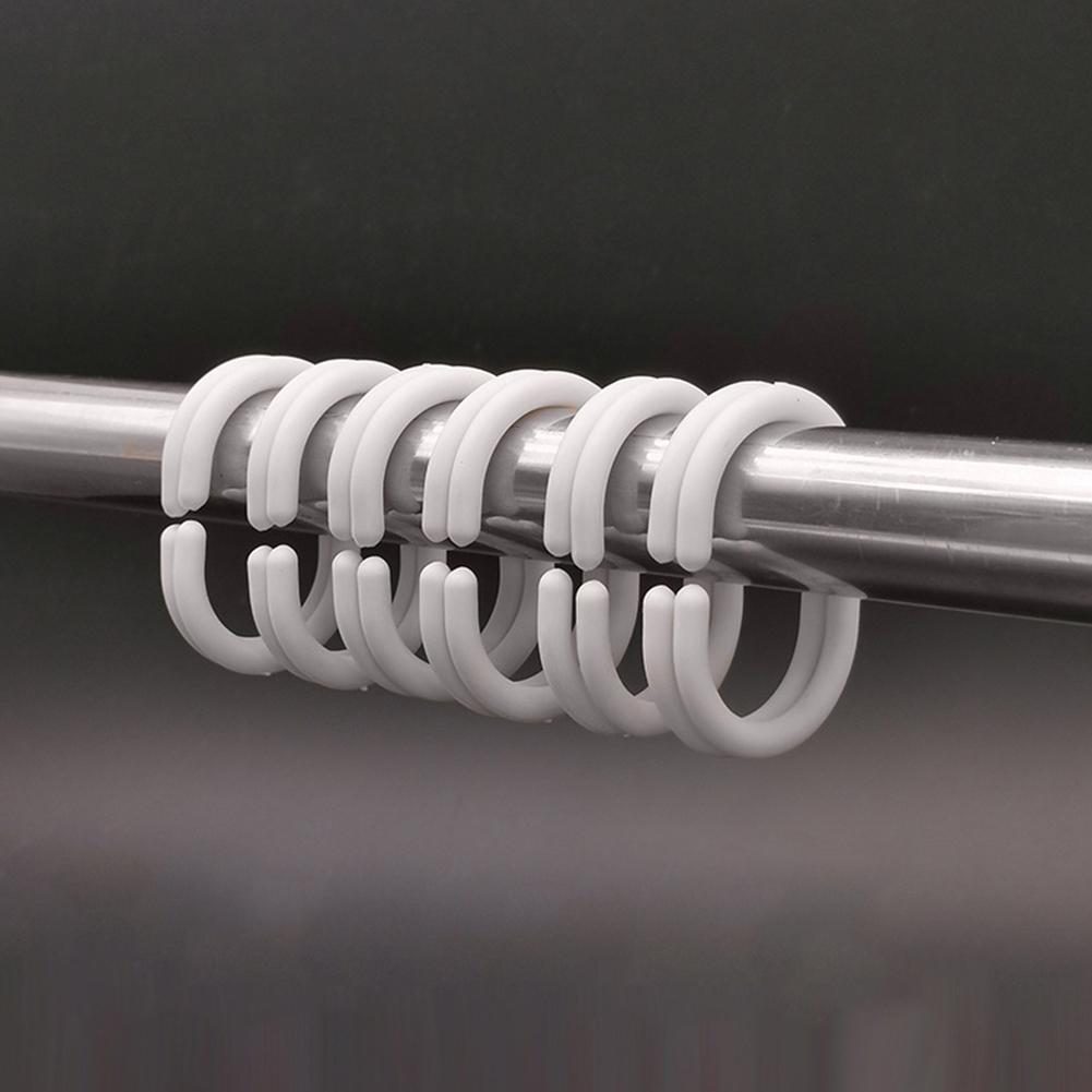 Crochets de Salle de Bain 12 pièces Accessoires Guide Rideau en Forme de C