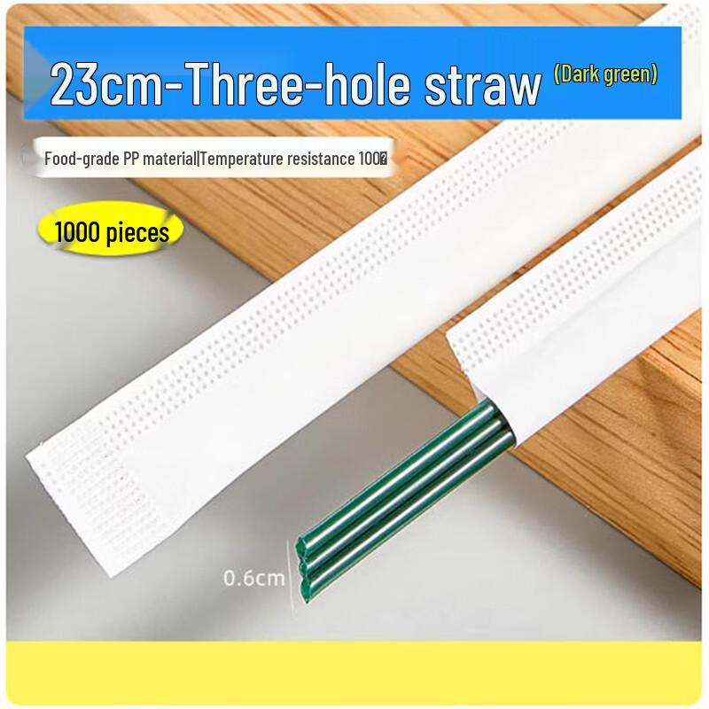 Disposable Dark Green Flat Straws with Slanted Tip