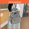 Pattern Fashionable Striped Student Canvas Backpack For Casual Use Daily