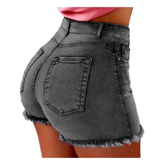 Summer High Waist Denim Shorts Women's Fringe Frayed Ripped Jeans Hot Pants