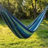 Outdoor Striped Hammock with Rope Bag, Portable Canvas Single Person Hammock, Tree Hanging Hammock for Camping Garden Patio Backyard Porch