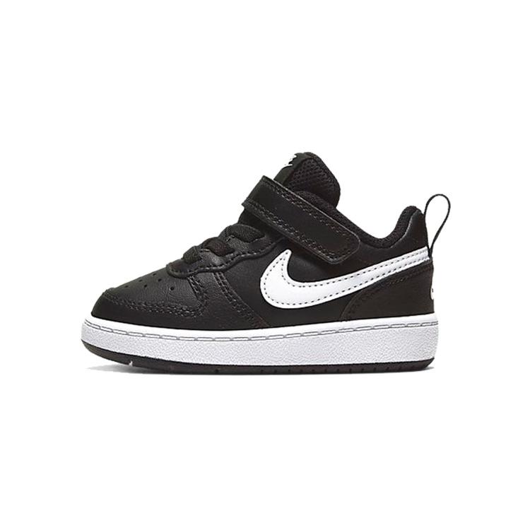 (TD) Nike Court Borough Low 2 Black White Baby BQ5453-002 EU 21