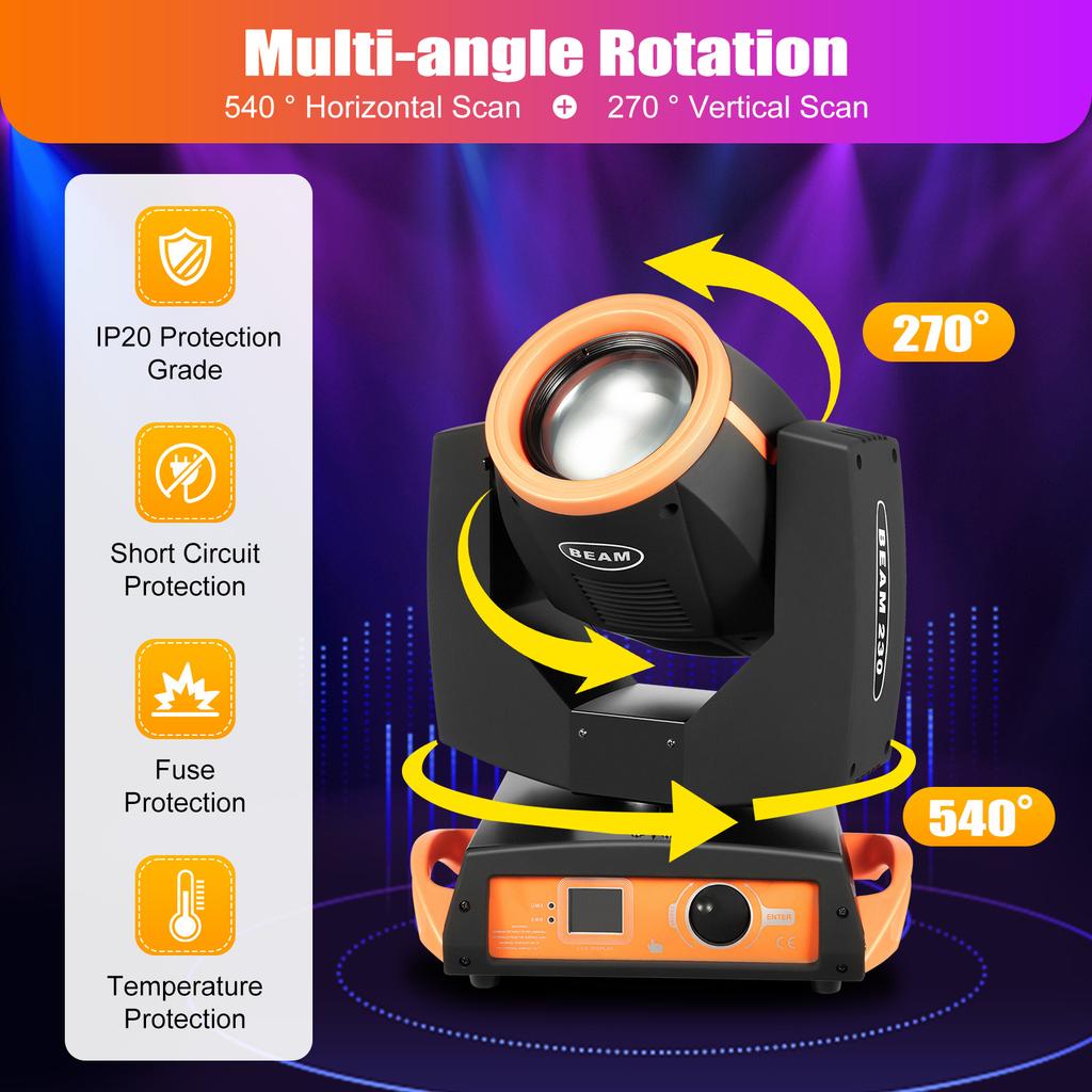 7R 230W Beam Sharpy Moving Head Light 17 Gobos 360° DJ profesional Light 8+16 Prism Strobe DMX512 Concerts Clubs Weddings Stage