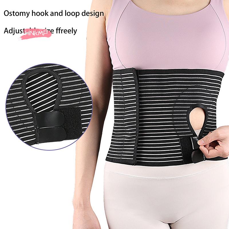 1Pc Unisex Ostomy Hernia Support Belt Black Stoma Support Wraps Abdominal Binder Brace for Men And Women