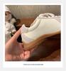 Women's Comfortable Genuine Leather Lace-Up Color Block Round Toe Height-Increasing Casual Sneakers