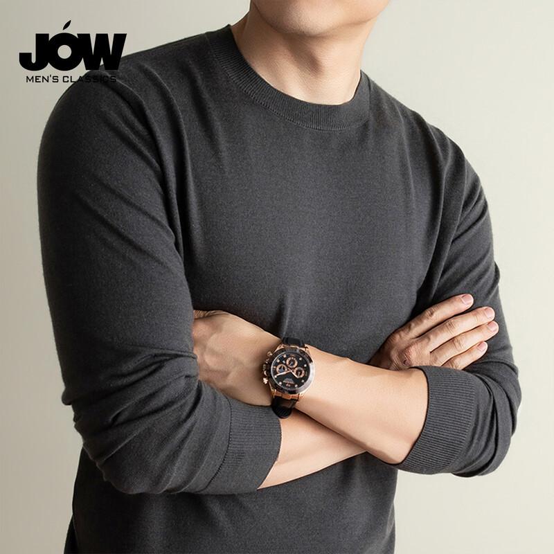 JOW Men's Silk Wool Blend Knit Long Sleeve T-Shirt