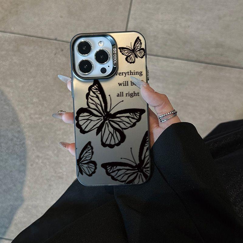 ins English butterfly for Apple 17Promax mobile phone case IP16 messenger 15 color silver IMD13 matte 14/x