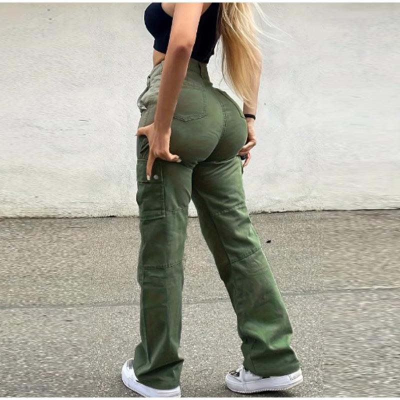 Hoch taillierte Damenbekleidung Eng anliegende Damenhosen Freizeithosen Streetwear Fashion Multi-Pocket Cargohose Damen Streetwear