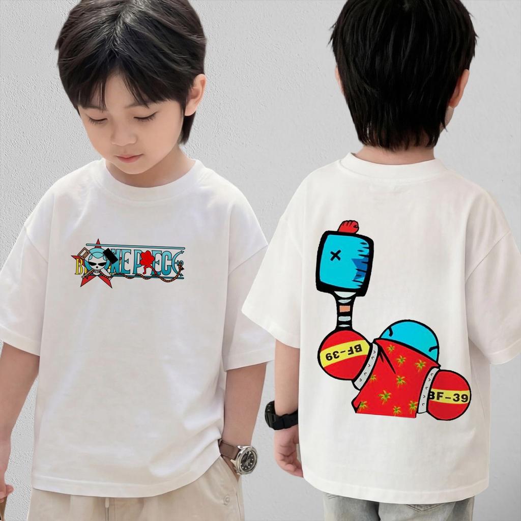 One Piece Cute Chibi Character Print Cotton T-Shirt  Kids Clothes 2026 Summer Short-Sleeve Casual Tee Tops