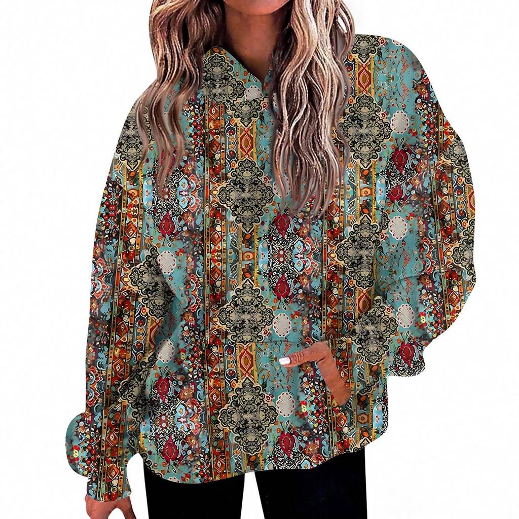 Women's Fashion Daily  Casual V-Neck Long Sleeve Printed Top