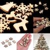 50Pcs Wooden DIY Christmas Tree Snowflake Star Hanging Ornaments Table Craft